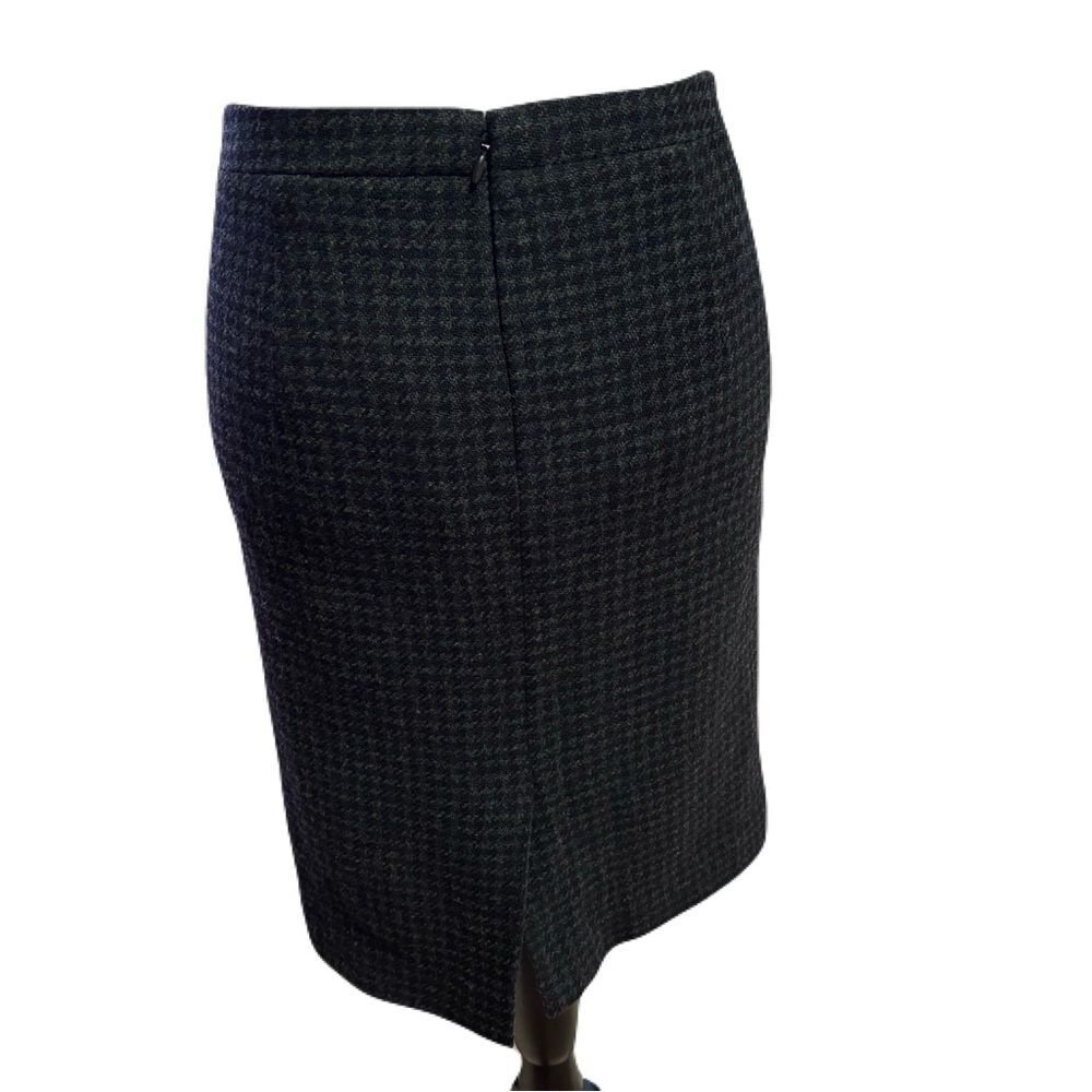 J.Crew Black & Gray Houndstooth Wool Pencil Skirt | Sz 00 | EUC - Picture 8 of 9